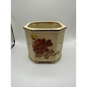 Planter Tanish‎ Flower On The Front Hand Made In USA 3"